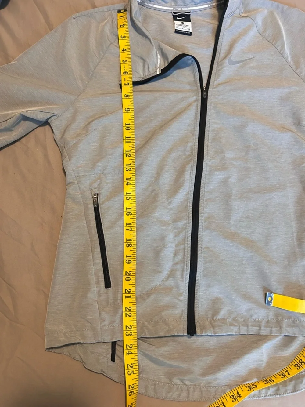 Nike Running Asymmetrical Zip Moto Jacket Size M Gray Activewear Lightweight